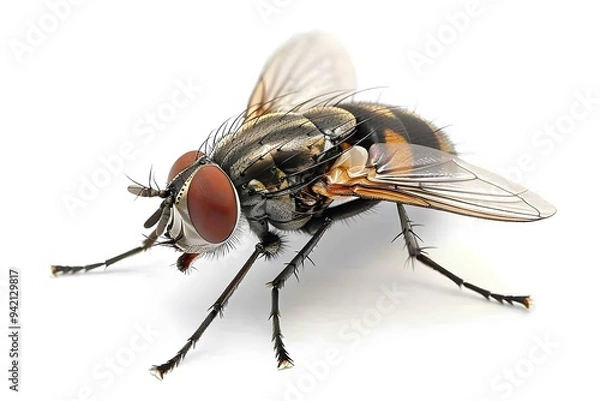 Obraz Close-Up of a Common Housefly Showcasing Intricate Details and Features