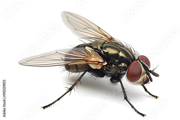 Obraz Close-Up of a Common Housefly Showcasing Intricate Details and Features