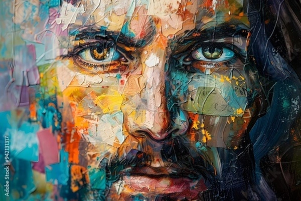 Obraz Vibrant Portrait: A Colorful Expression of Emotion and Depth