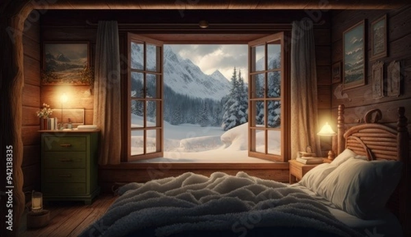 Fototapeta peaceful bedroom with a nice view