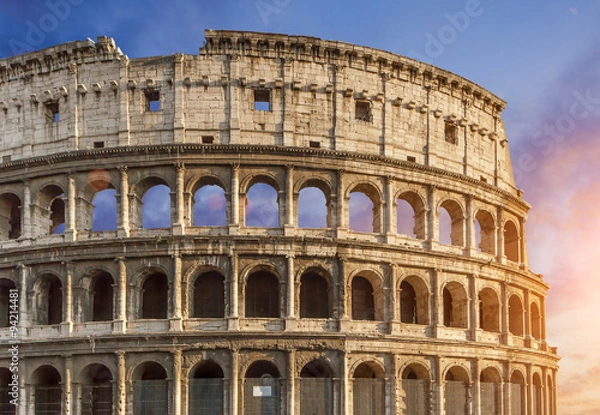 Obraz  Colosseum (Colosseo) in Rome, Italy during sunset