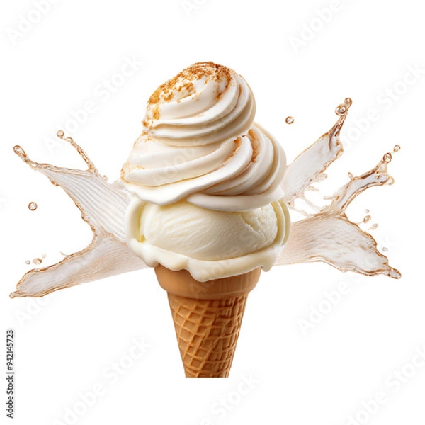 Fototapeta heavenly eruption of ice cream, cut out