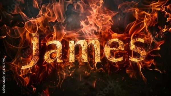 Fototapeta Fire personalized name postcard perfect for decor.
