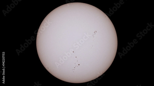 Obraz photograph of the sun made with a reflex camera, sunspots are observed