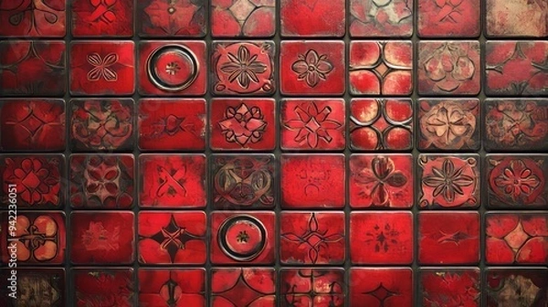 Fototapeta Abstract background of red squares