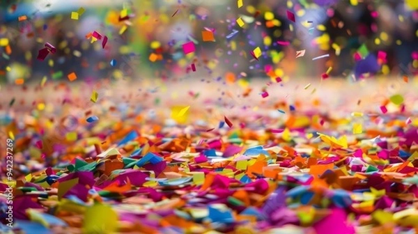 Fototapeta selective focus photography of multicolored confetti lot