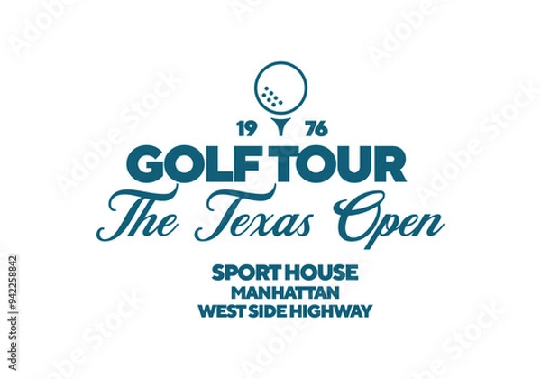 Fototapeta The Texas Open golf tour logo. Vintage print for t-shirt. Trendy Hipster design. Vector illustration