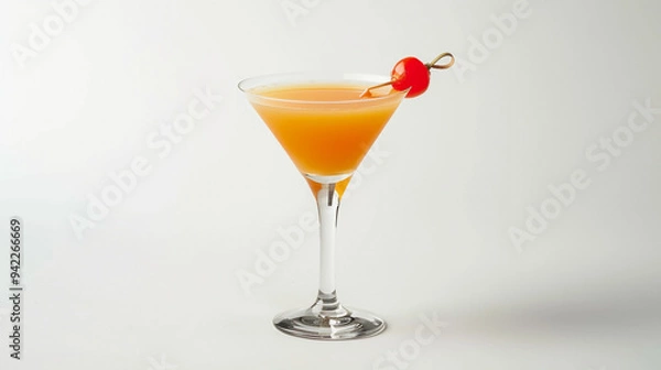 Fototapeta Glass of Fresh Orange Juice on a Clean White Background for a Vibrant and Refreshing Look