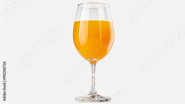 Fototapeta Glass of Fresh Orange Juice on a Clean White Background for a Vibrant and Refreshing Look