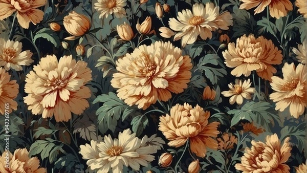 Obraz Wallpaper, pattern beautiful roses vintage styles