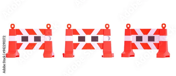 Fototapeta Isolated Barricades on transparent background, clean and minimalistic design showcasing barricades in a stark setting, ideal for graphic use or digital projects.