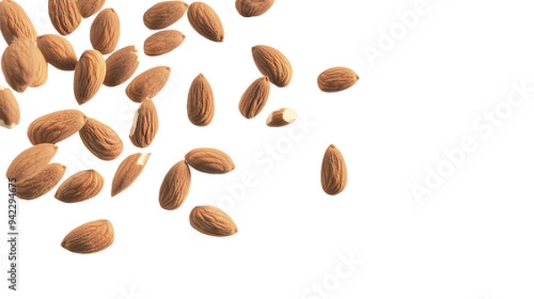 Obraz Almonds Scattered on PNG Background