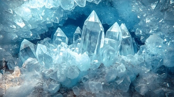 Fototapeta Blue Crystal Cave - Gemstone Texture Background