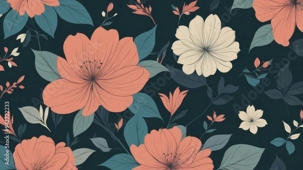 Fototapeta seamless pattern with flowers