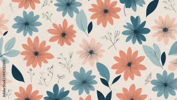 Fototapeta seamless pattern with flowers