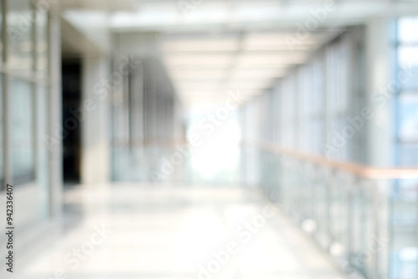 Fototapeta Blurred background : blur office with bokeh light background, banner, business concept