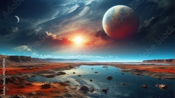 Obraz Beautifully mesmerizing cosmic sky over a natural landscape