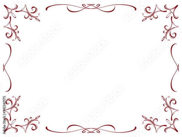Fototapeta ワインカラーのエレガントなカリグラフィーフレーム背景イラスト