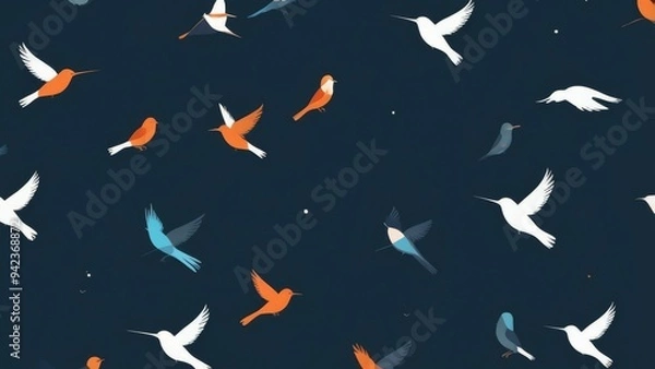Fototapeta seamless pattern with flying birds