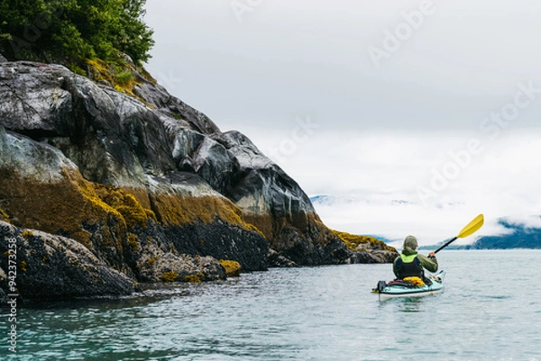 Fototapeta Kayaking in Glacier Bay National Park in southeastern Alaska in summer