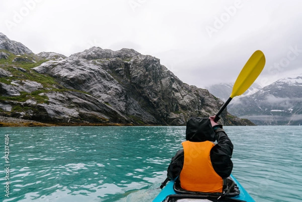 Fototapeta Kayaking in Glacier Bay National Park in southeastern Alaska in summer