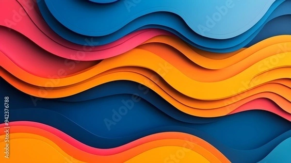 Fototapeta Abstract Colorful Paper Waves Background Design