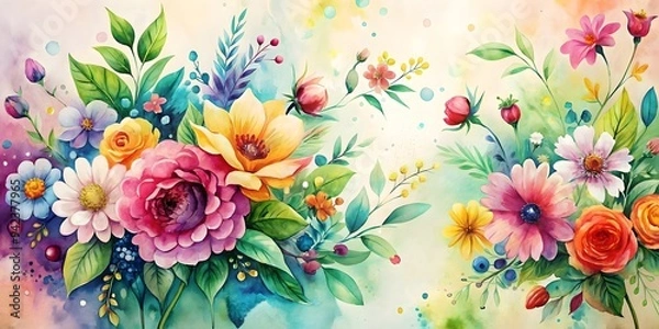 Fototapeta calming watercolor floral pattern for background applications