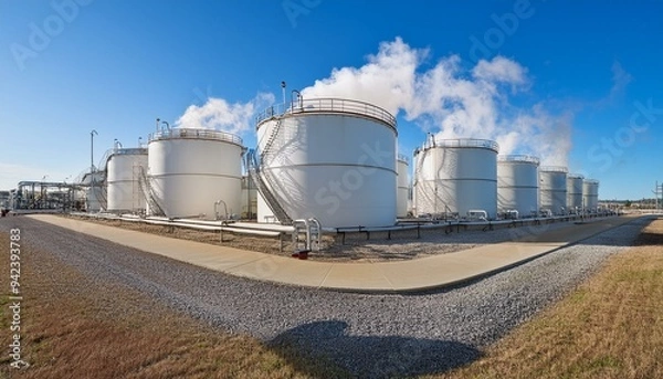 Fototapeta 석유 정제 공장, 석유를 정제하는 탱크
