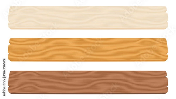 Obraz 横長の木の木目看板テロップベースセット　ベクター素材