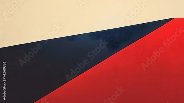 Obraz Geometric Minimalism: Red, Black, and Beige - A study in sharp lines and contrasting hues, this abstract image embodies modern design.