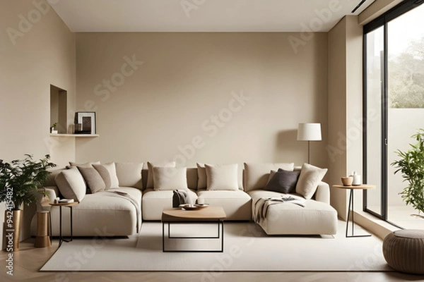 Obraz modern living room with fireplace