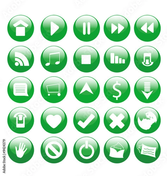 Fototapeta A large set of glossy icons