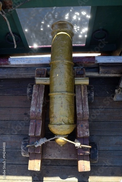 Obraz Old ship gun by the ship, the top view