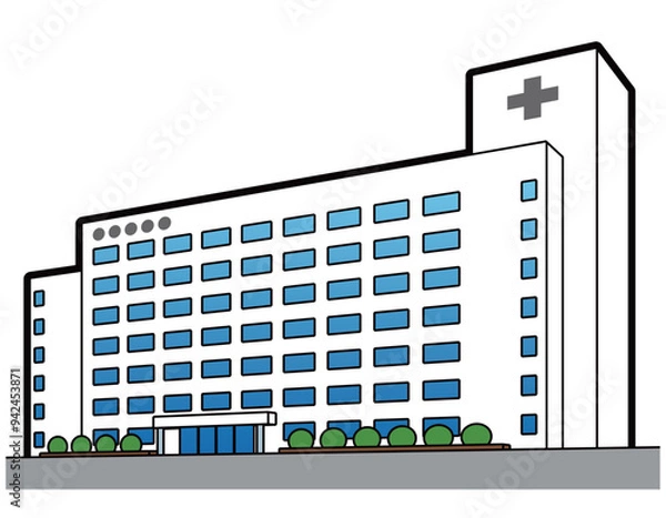 Obraz 病院　イラスト　斜め前