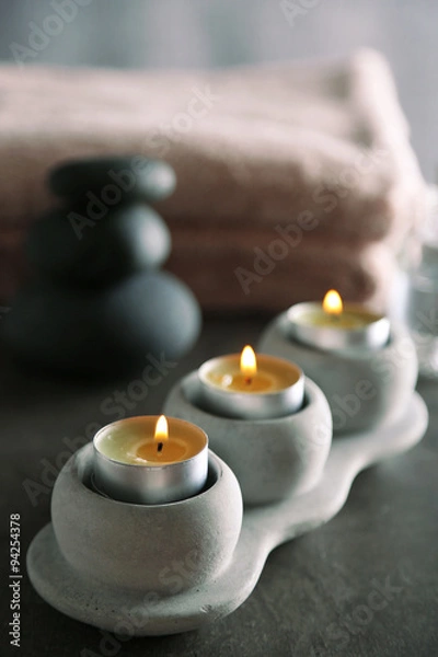 Obraz Composition of spa treatment on table colorful background