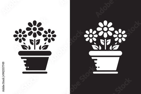 Fototapeta Flower pot icon design Silhouette Illustration