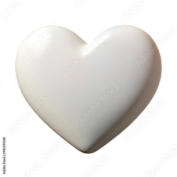 Fototapeta White Heart 3d cartoon style illustration