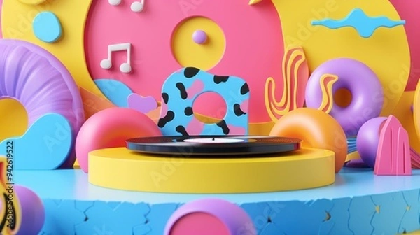 Obraz Abstract colorful background with a turntable.