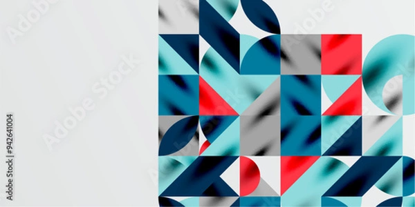 Fototapeta Triangles, round triangles and circles techno art. Vector Illustration For Wallpaper, Banner, Background, Card, Book Illustration, landing page