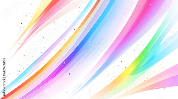 Fototapeta A beautifully designed prism effect on a plain white background, showcasing a spectrum of light breaking into vibrant colors, perfect for projects related to science, creativity, or enlightenment.