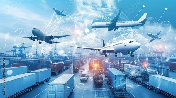 Fototapeta about artificial intelligence and cargo logistics.