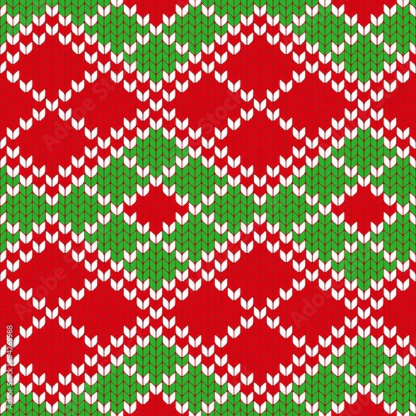 Obraz Christmas Seamless Knitting Pattern