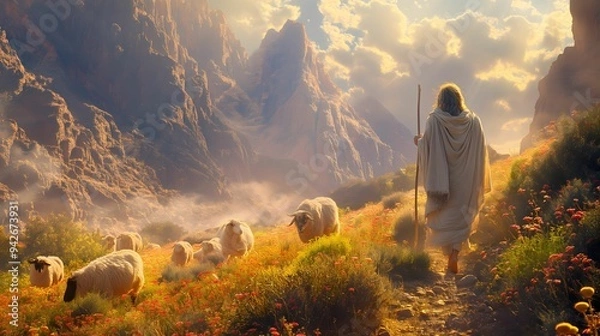 Fototapeta Bible story, Jacob tended his uncle Laban's sheep and goats
