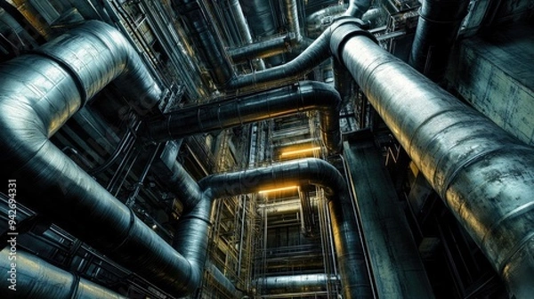 Obraz Pipes tubes  power plant. Generative AI