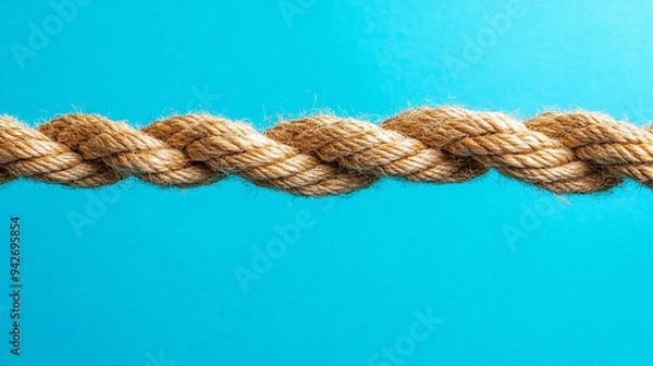 Fototapeta taut rope, symbolizing tension, strength, and teamwork. The blurred background emphasizes the focus on the rope, conveying concepts of struggle and resilience