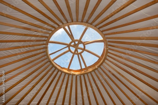 Fototapeta Constructing a yurt, called a ger