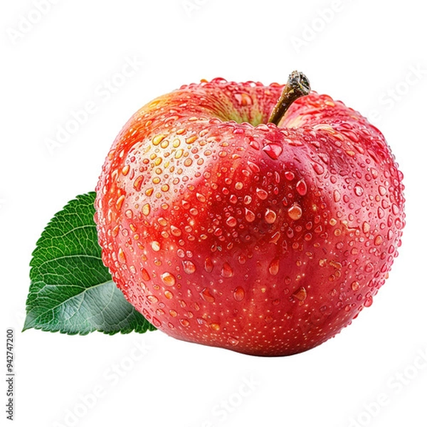 Fototapeta an apple with water droplet on it against transparent background