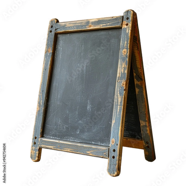 Obraz A solid wooden A frame empty chalkboard on transparent background