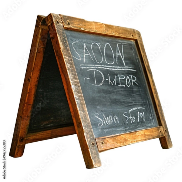 Obraz A solid wooden A frame empty chalkboard on transparent background