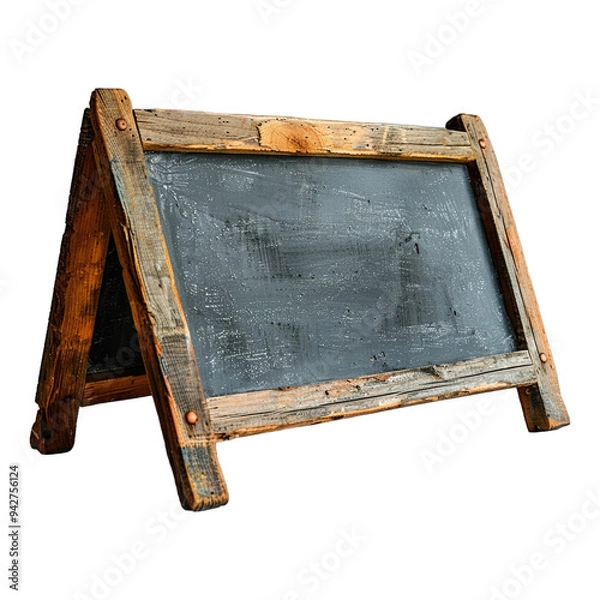 Fototapeta A solid wooden A frame empty chalkboard on transparent background